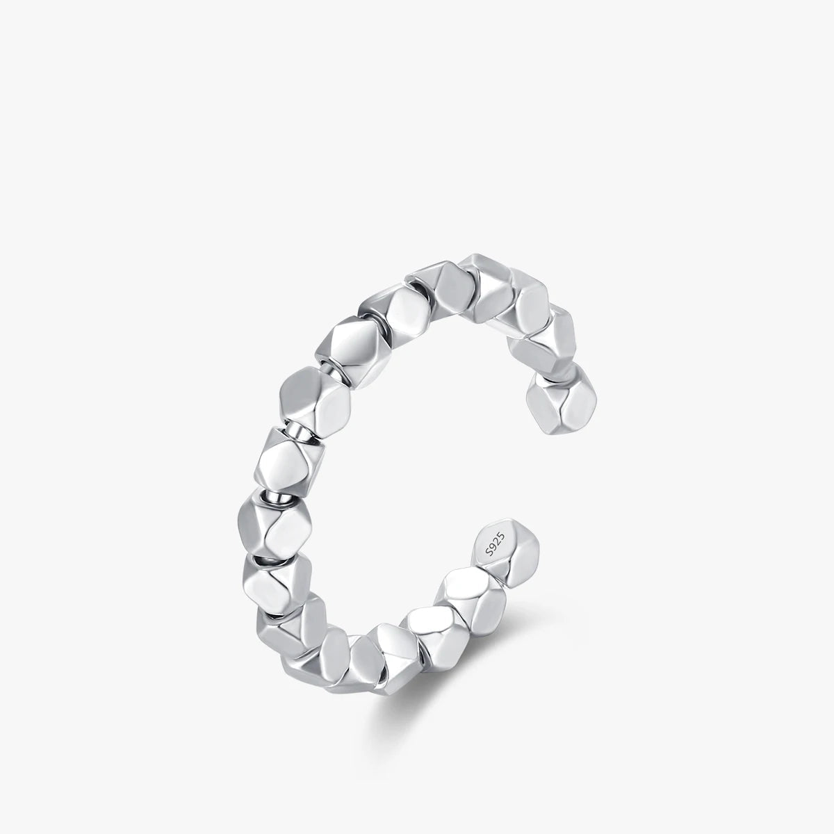 Adjustable square sterling ring crafted in 925 sterling silver with silver color