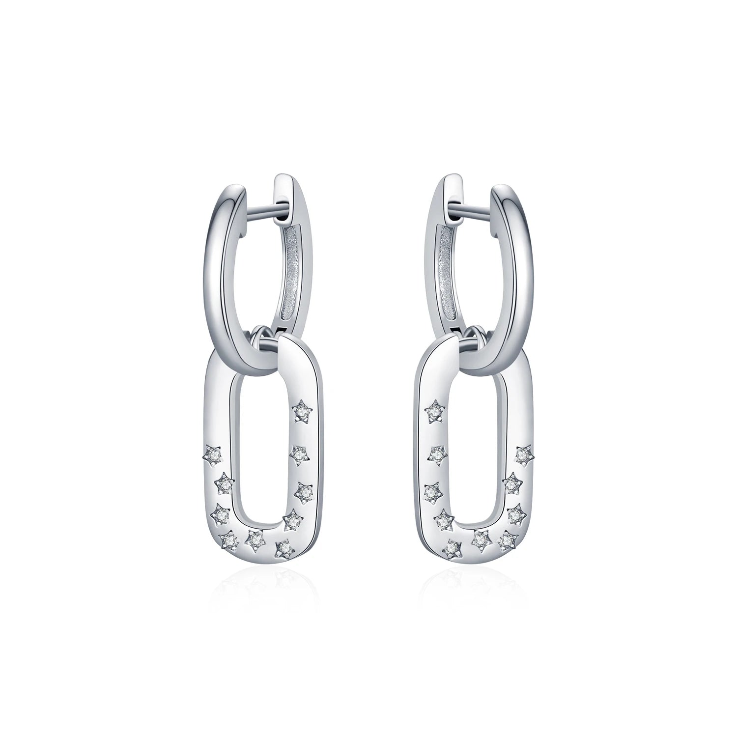 Sterling silver hoop earrings for women with star earrings detail