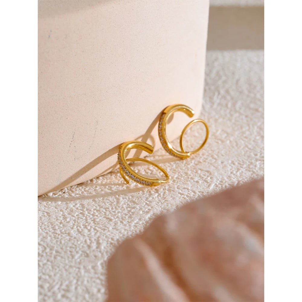 Classic hoop earrings in a gold plated finish with subtle sparkle