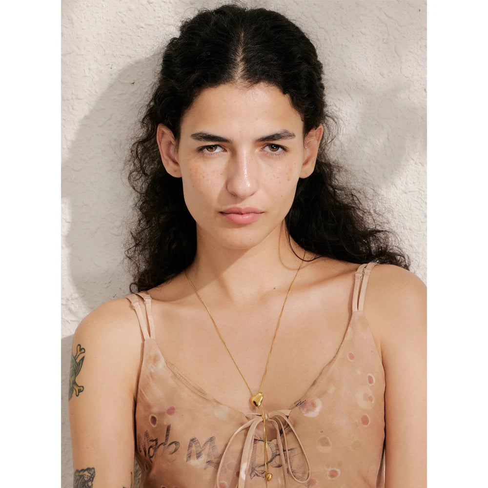 Heart for necklace shown with delicate chain long style