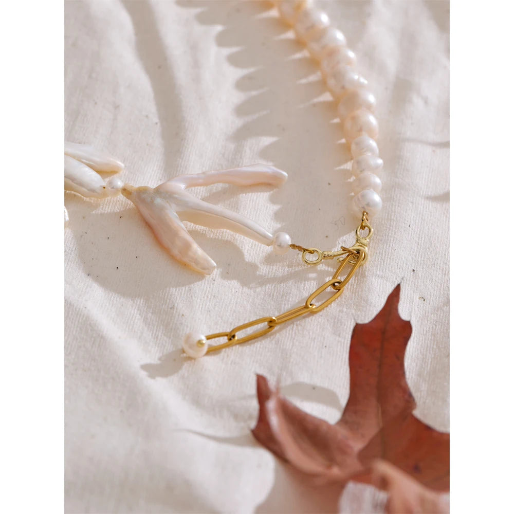 Pearl in necklace design showing natural freshwater pearls