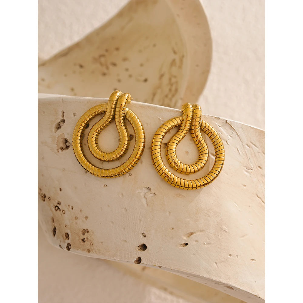 Modern stainless steel earrings in snake shape