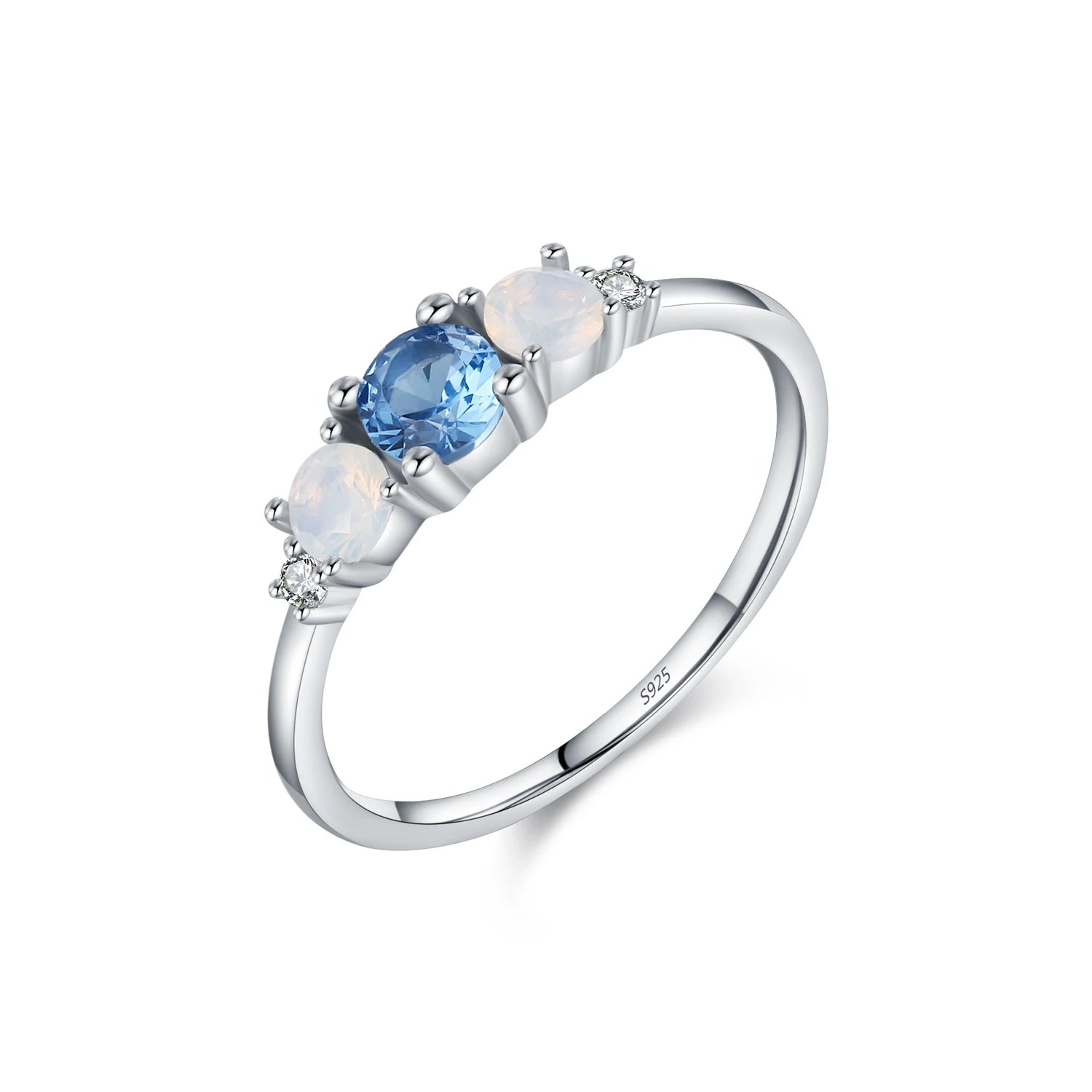 Women’s opal ring sterling silver white gold finish