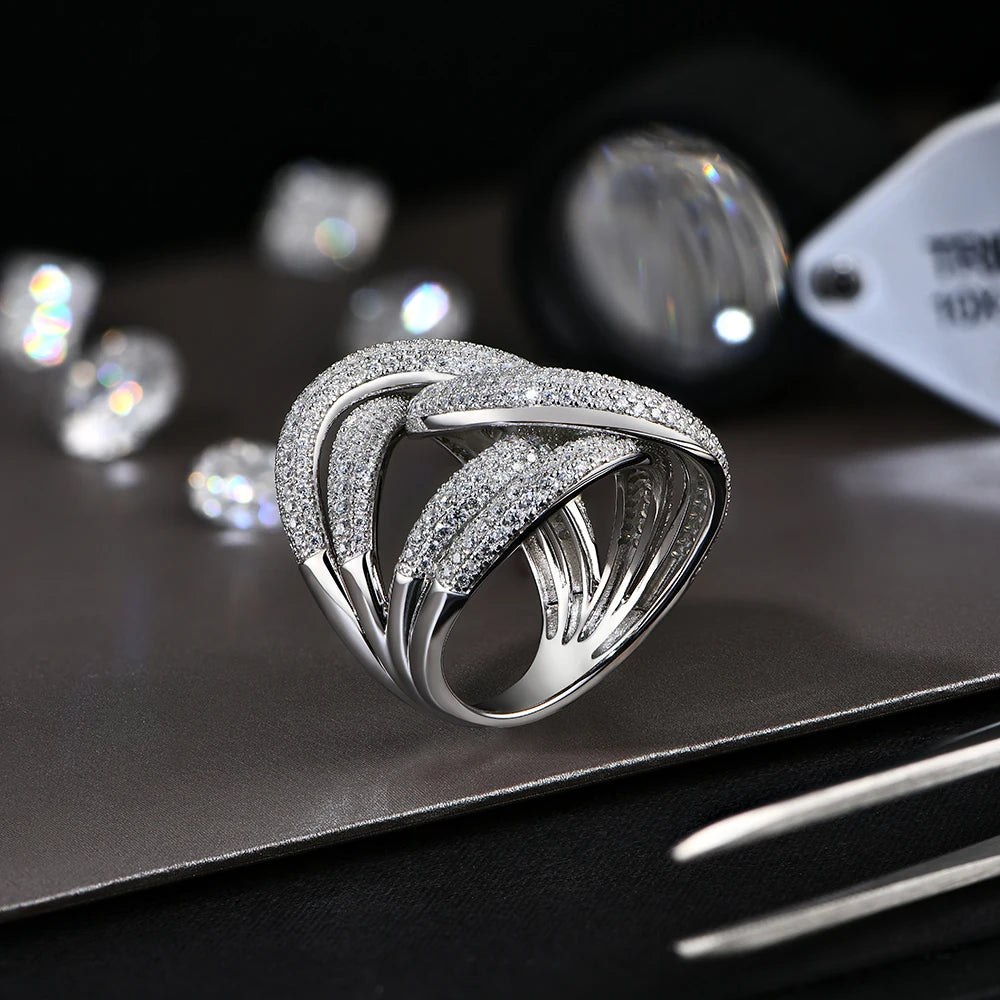 Sterling silver moissanite ring that passed diamond test sparkle