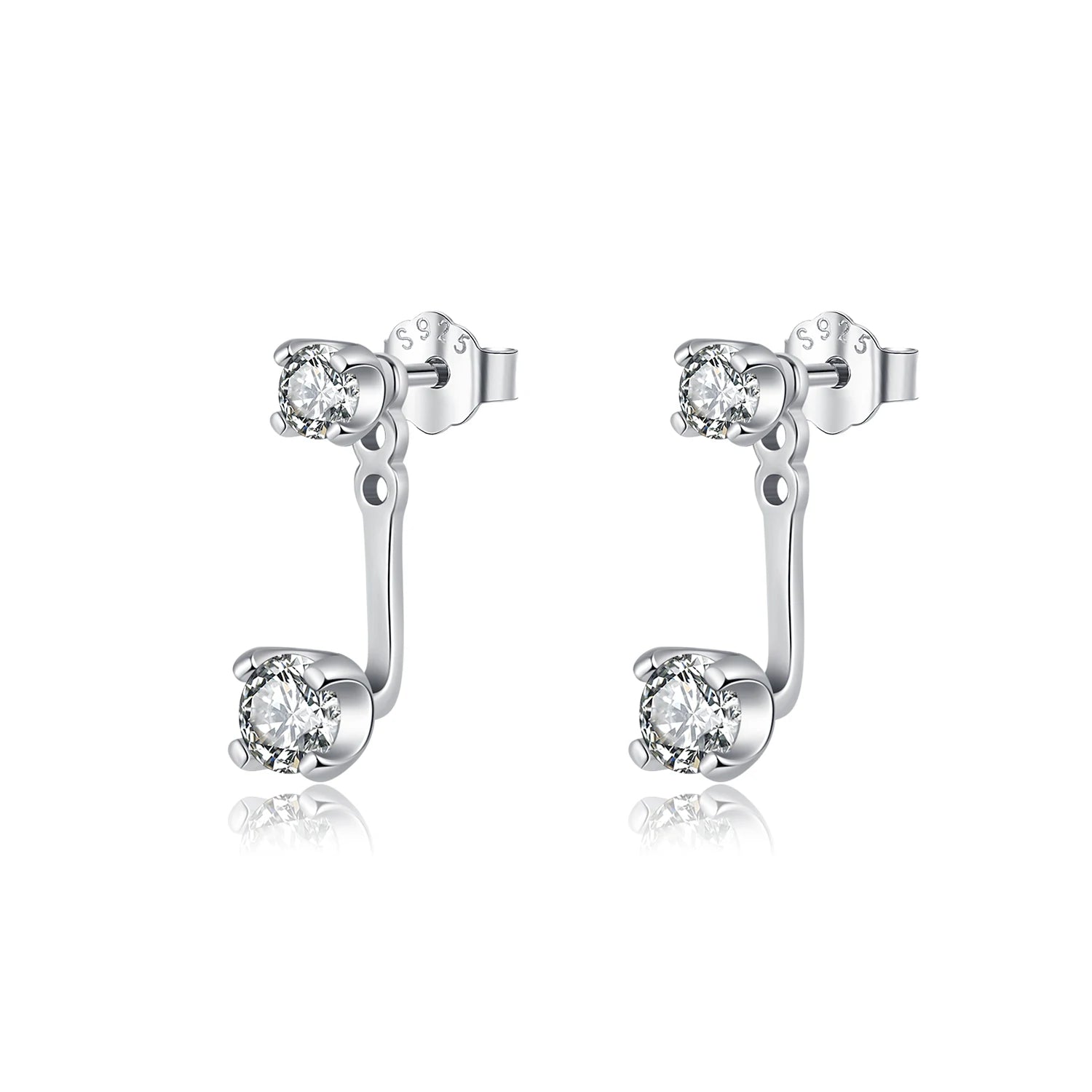CZ ear stud in 925 sterling silver with a subtle silver color glow