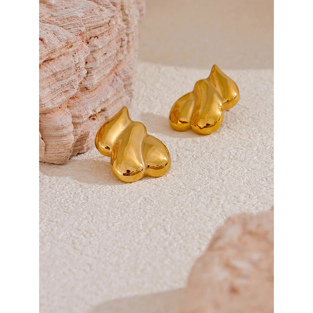 Classic gold earrings styled as comfortable stud earrings