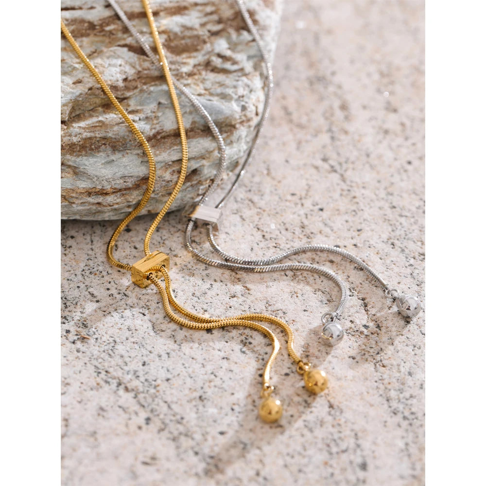 adjustable 72cm gold necklace stainless steel long chain fashion accessory