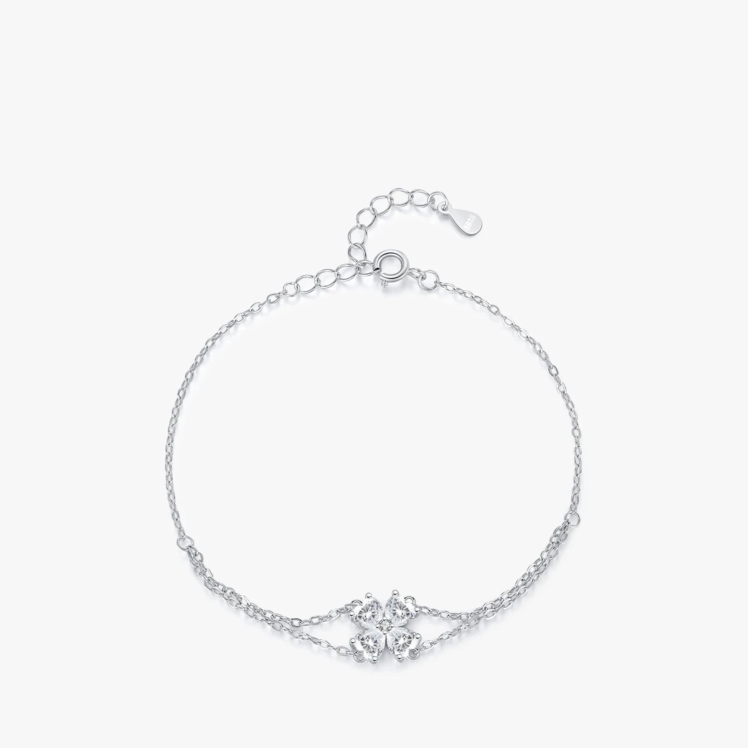 Sterling silver bracelet with cz on a refined bracelet chain