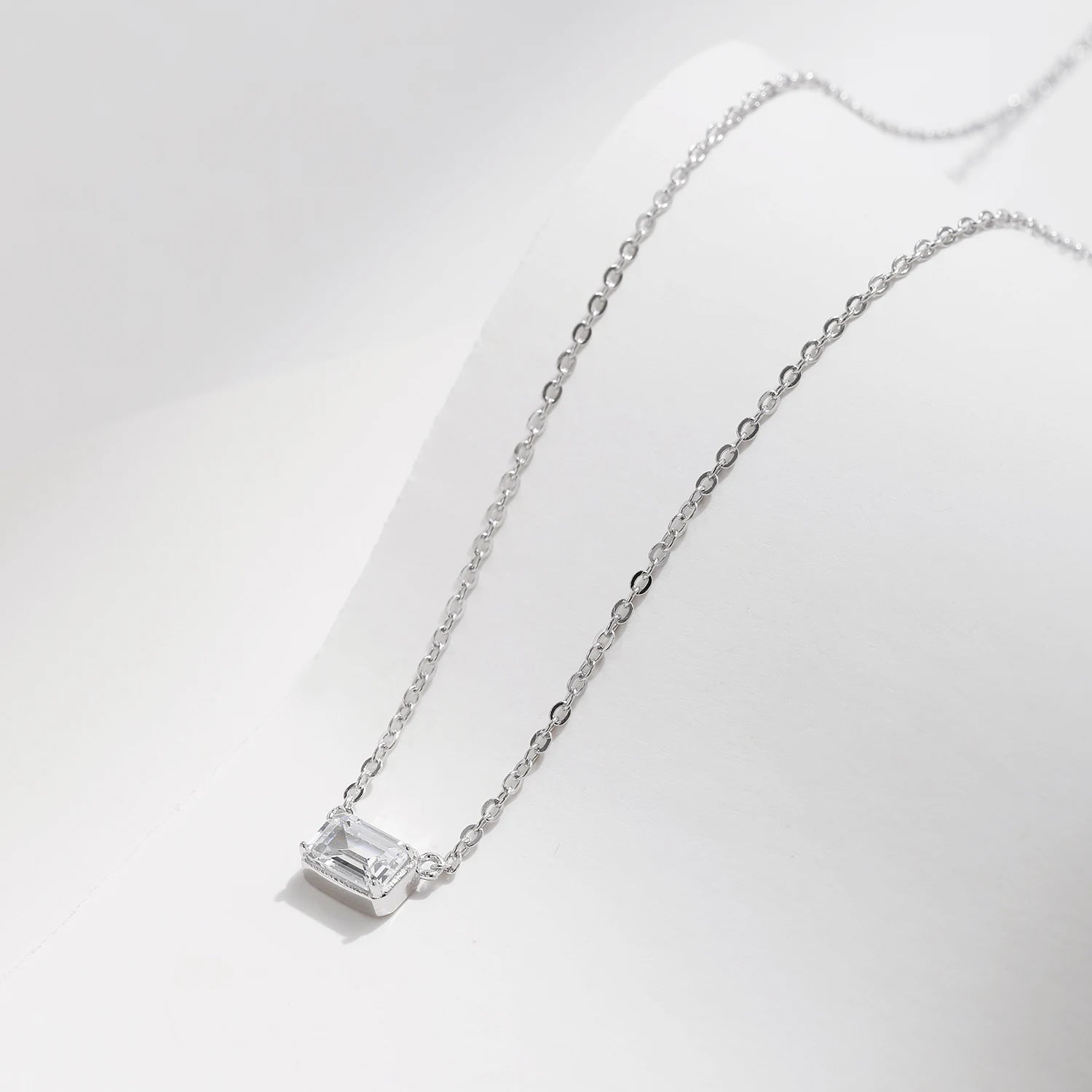 Sleek emerald-cut rectangle CZ necklace perfect gift