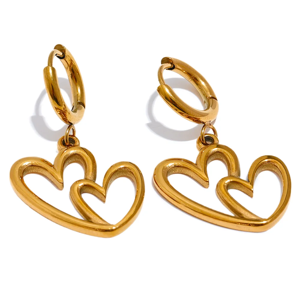Jewelry gold jewelry set with heart pendant and hoop earrings