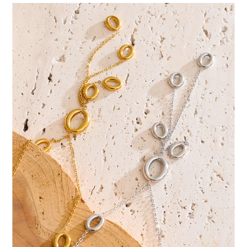 Stylish long chain necklace gold plated jewelry for women