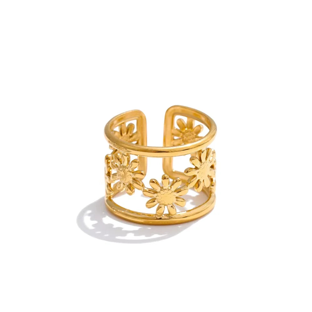 Gold bracelet bracelet style featuring hollow floral layout