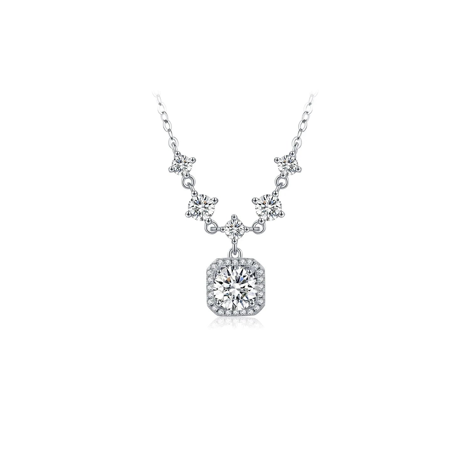 Luxury jewelry moissanite necklace with sterling silver pendant necklace style