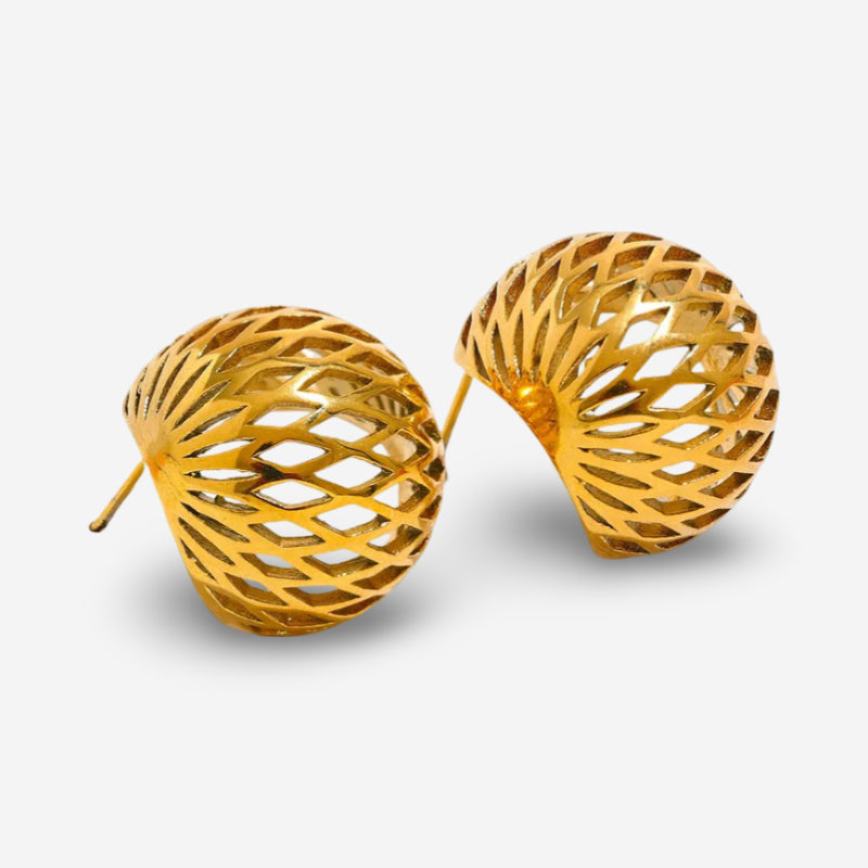 Hypoallergenic geometric hollow round stud earrings in stainless steel