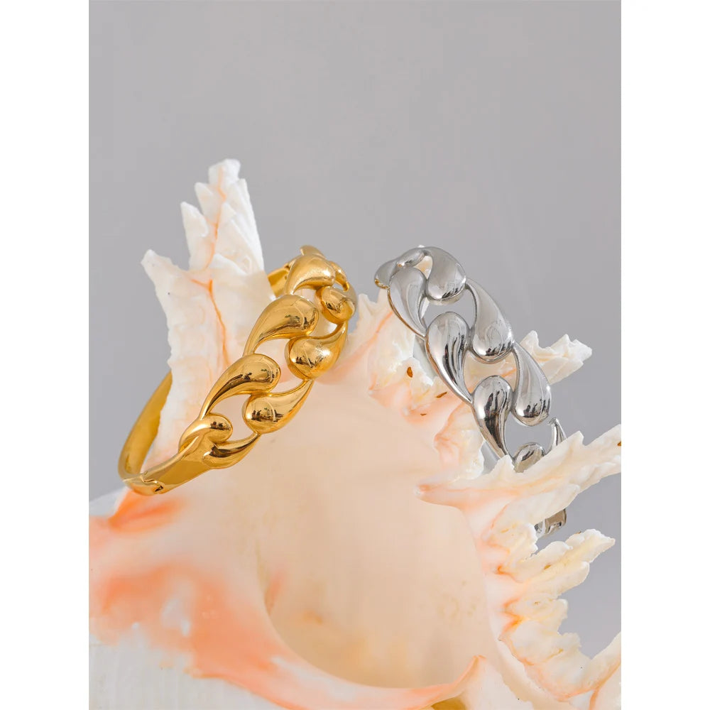 Stainless bracelet gold tone wide cuff for statement