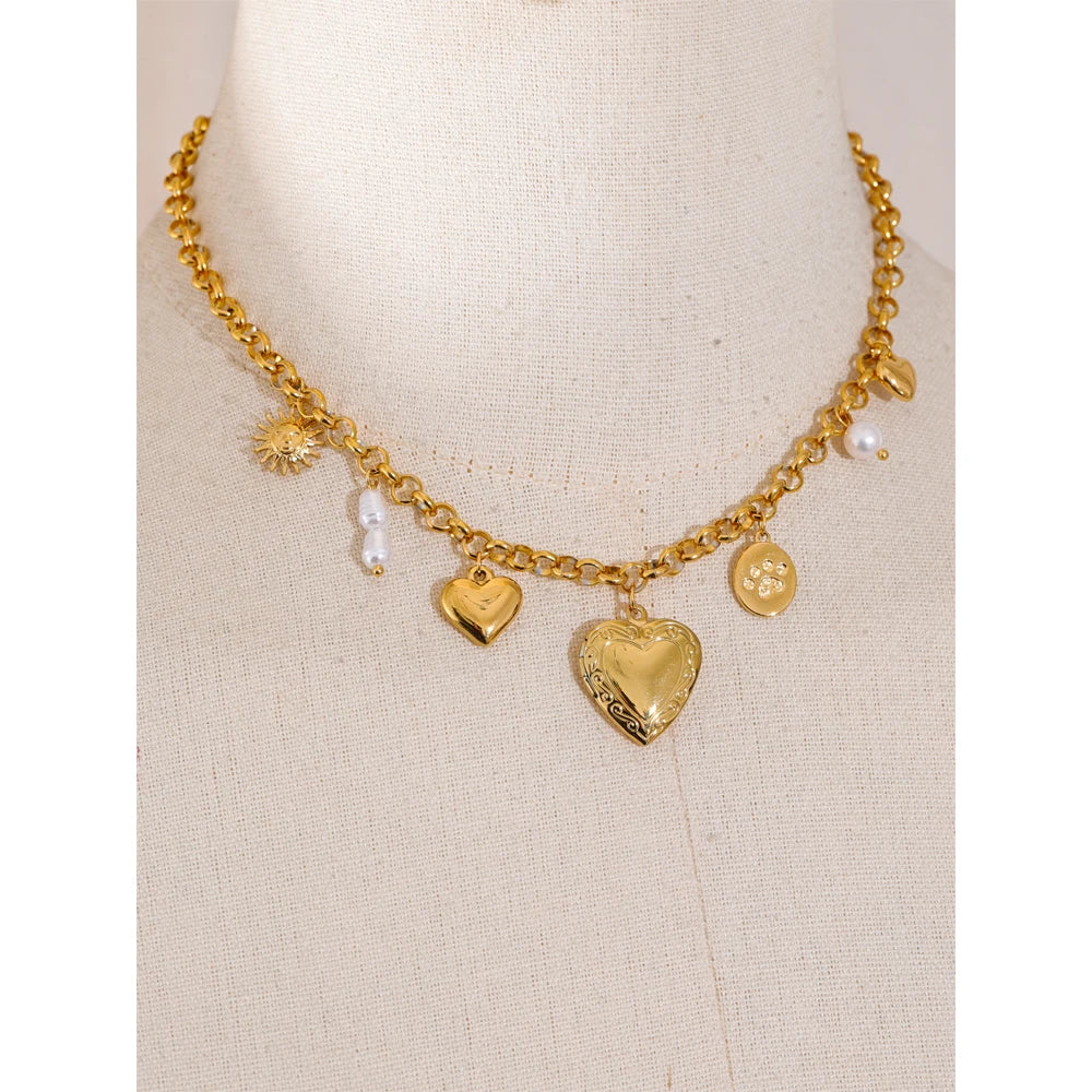 Flat lay of pearl for necklace pendant with matching bracelet for a coordinated look