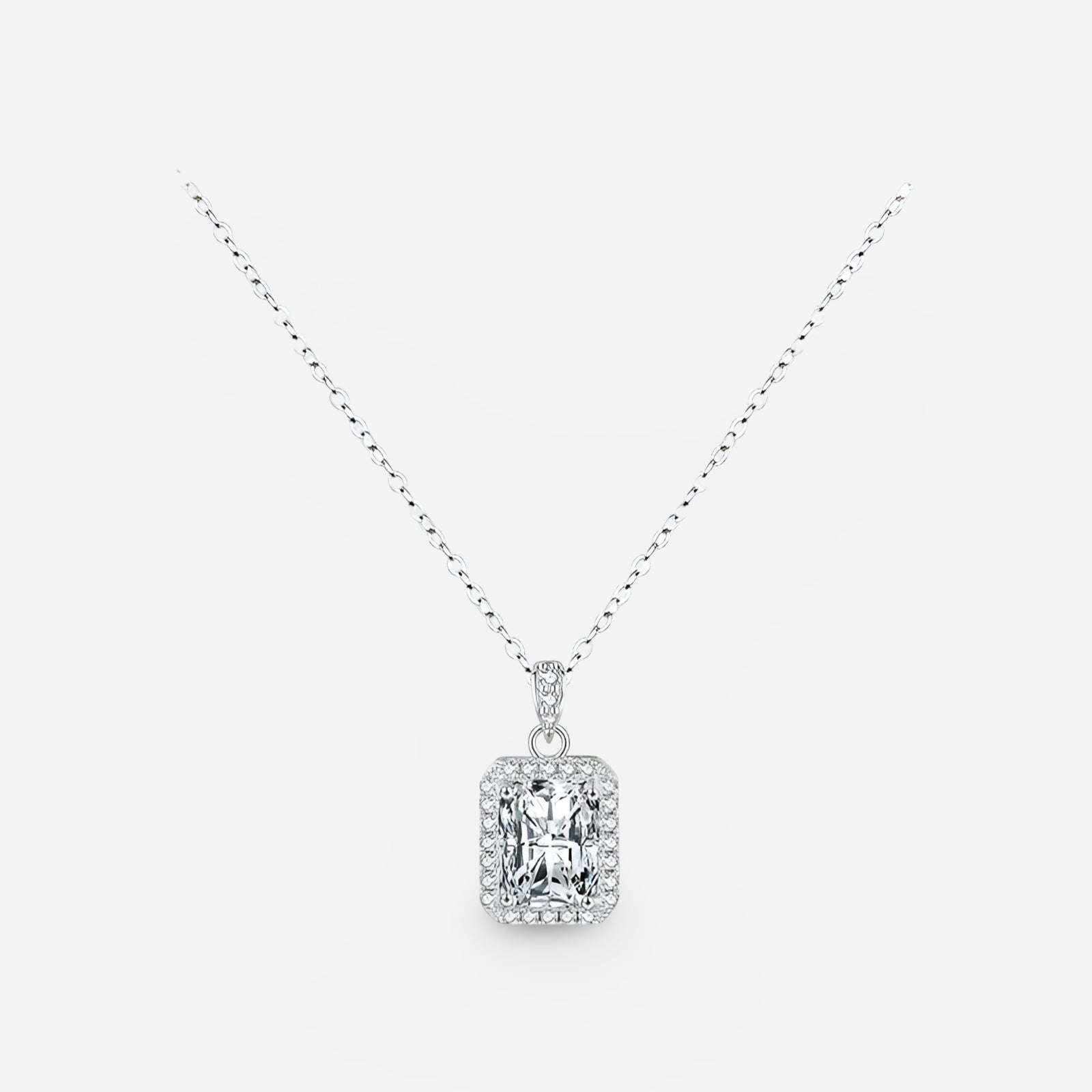 925 silver cz pendant necklace on a smooth sterling silver chain