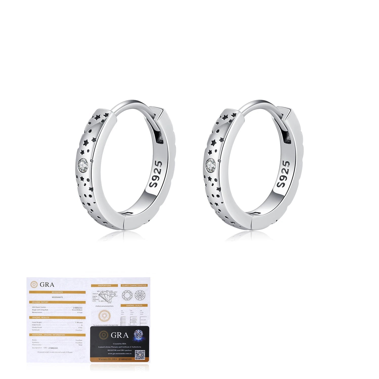 Elegant moissanite jewelry earrings in buckle hoop style