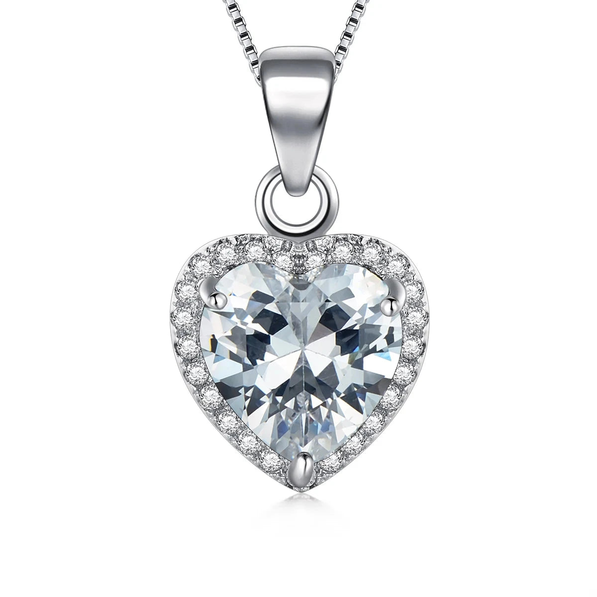 Sterling silver heart necklace with pendant necklace on sterling silver chain