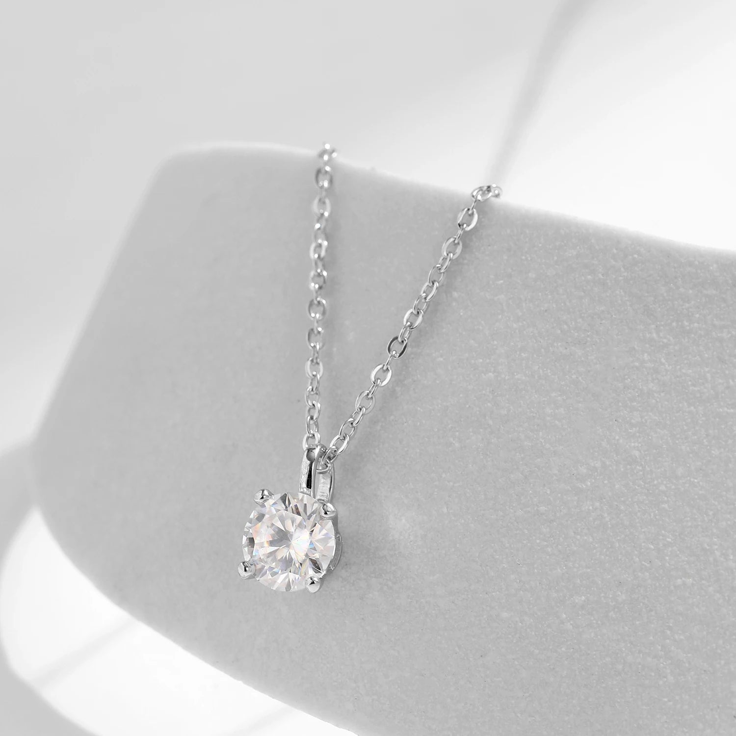 Elegant charm necklace featuring 1ct moissanite diamond in 925 sterling silver