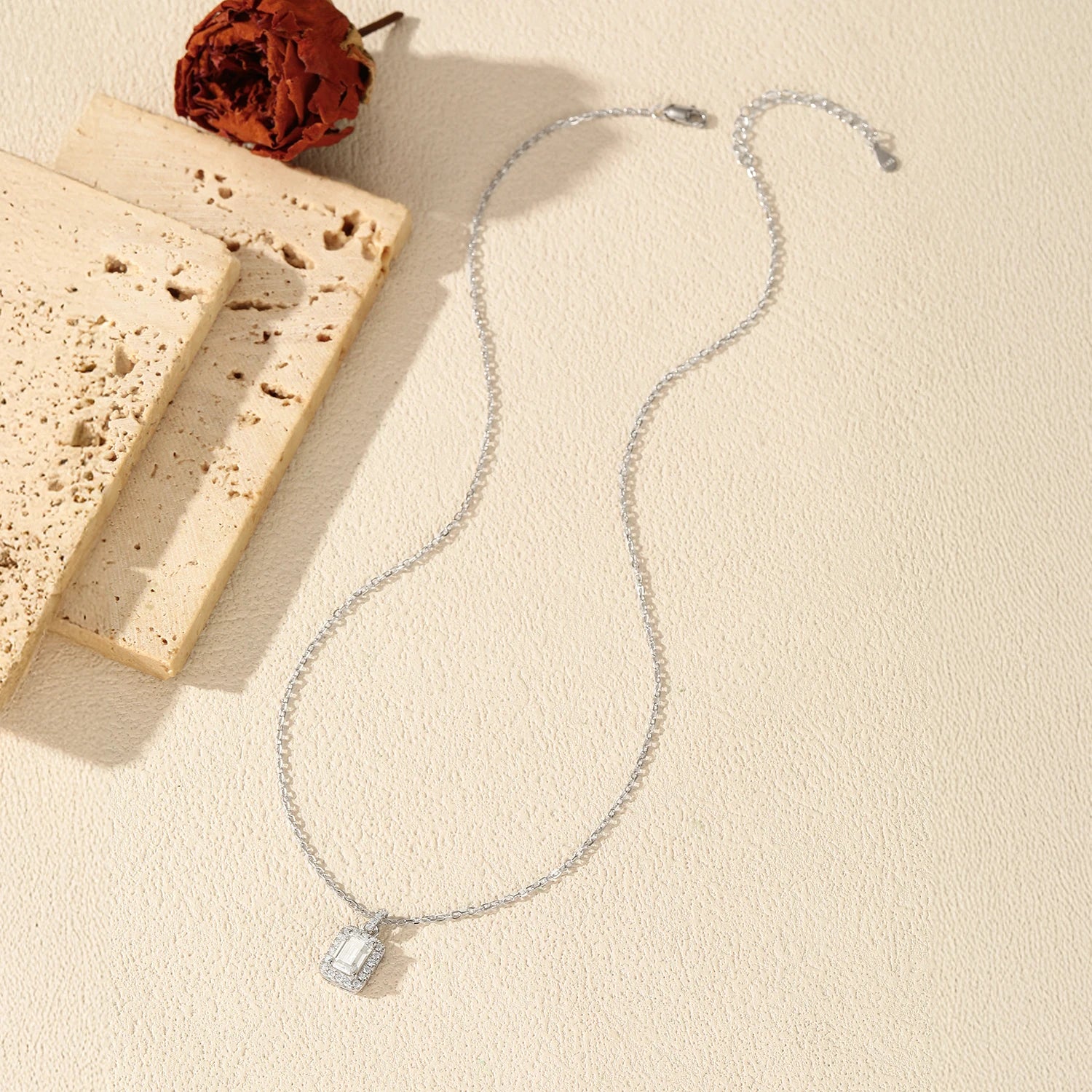 Women’s sterling silver necklace with refined moissanite jewelry shine