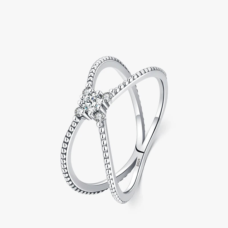 Sterling silver cross ring with simple crossover ring design