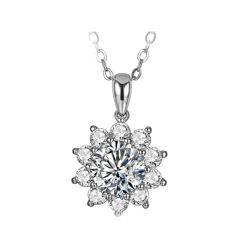 2CT moissanite pendant necklace on a 925 sterling silver chain necklace