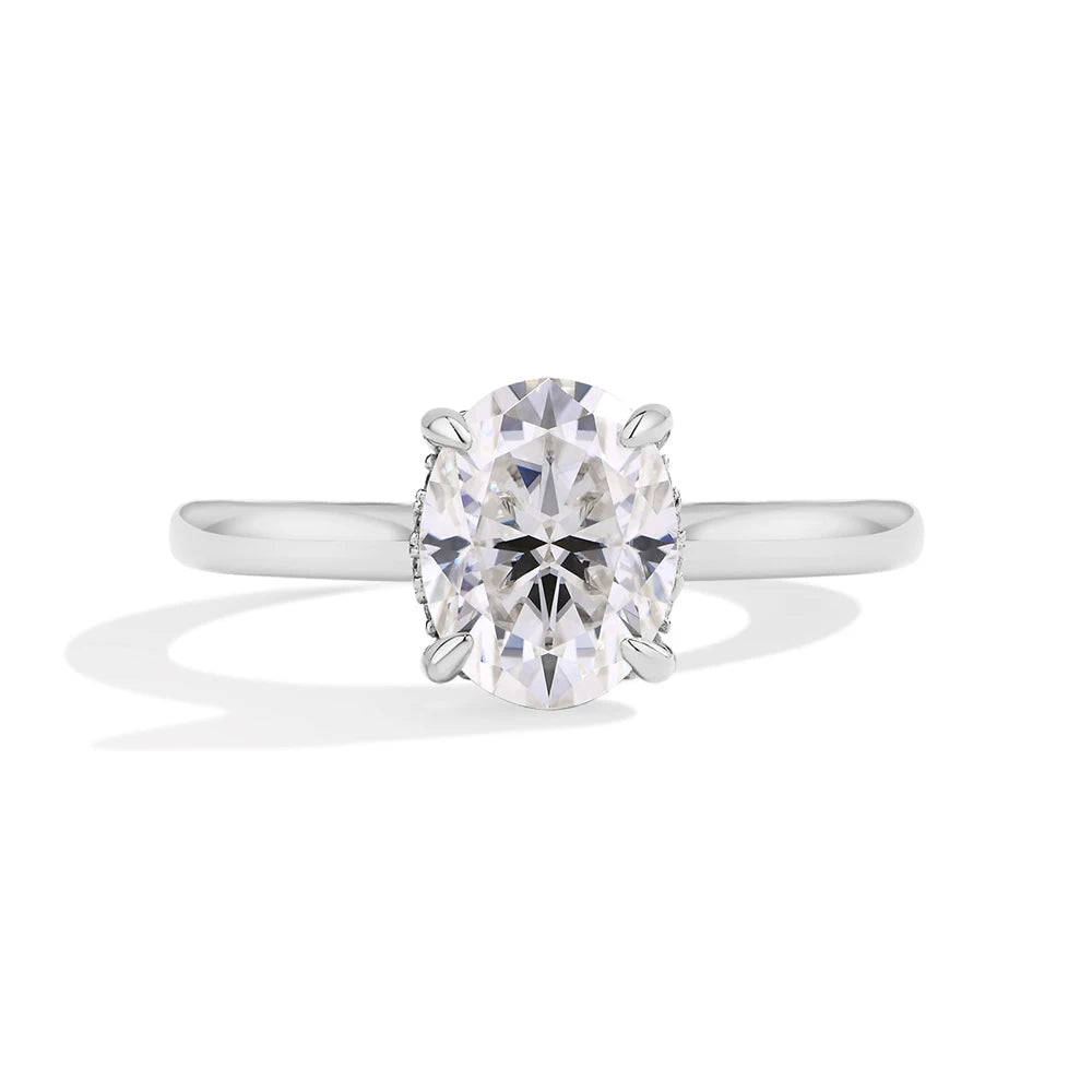 2.0CT Oval moissanite ring halo ring with moissanite diamonds