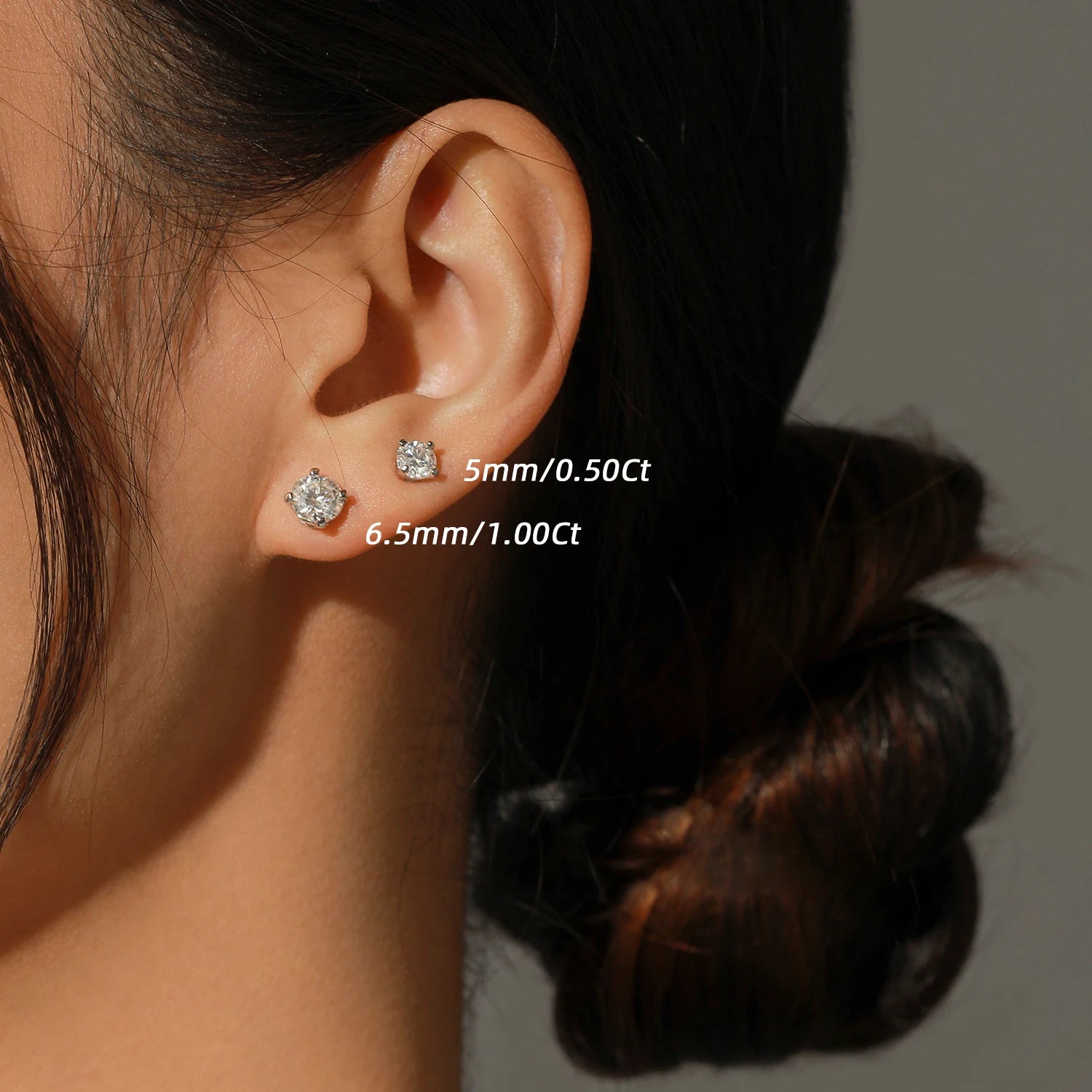 Close view of moissanite diamonds on elegant moissanite earrings