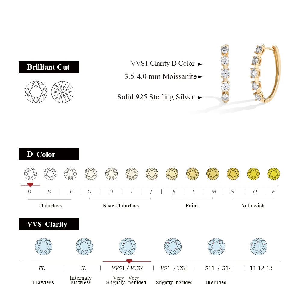 Delicate heart like curve on drop earrings gold with moissanite light