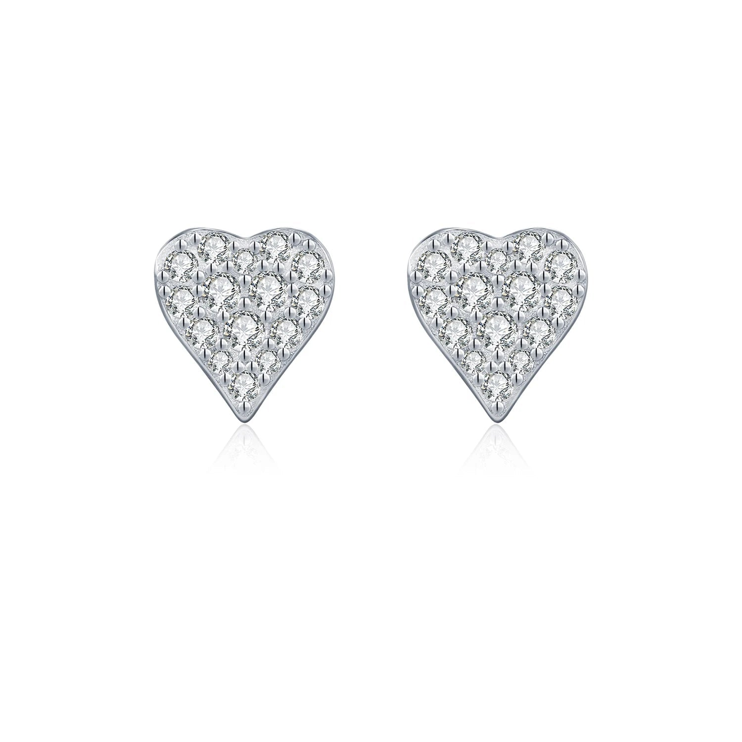 Heart moissanite stud earrings in 925 sterling silver for women