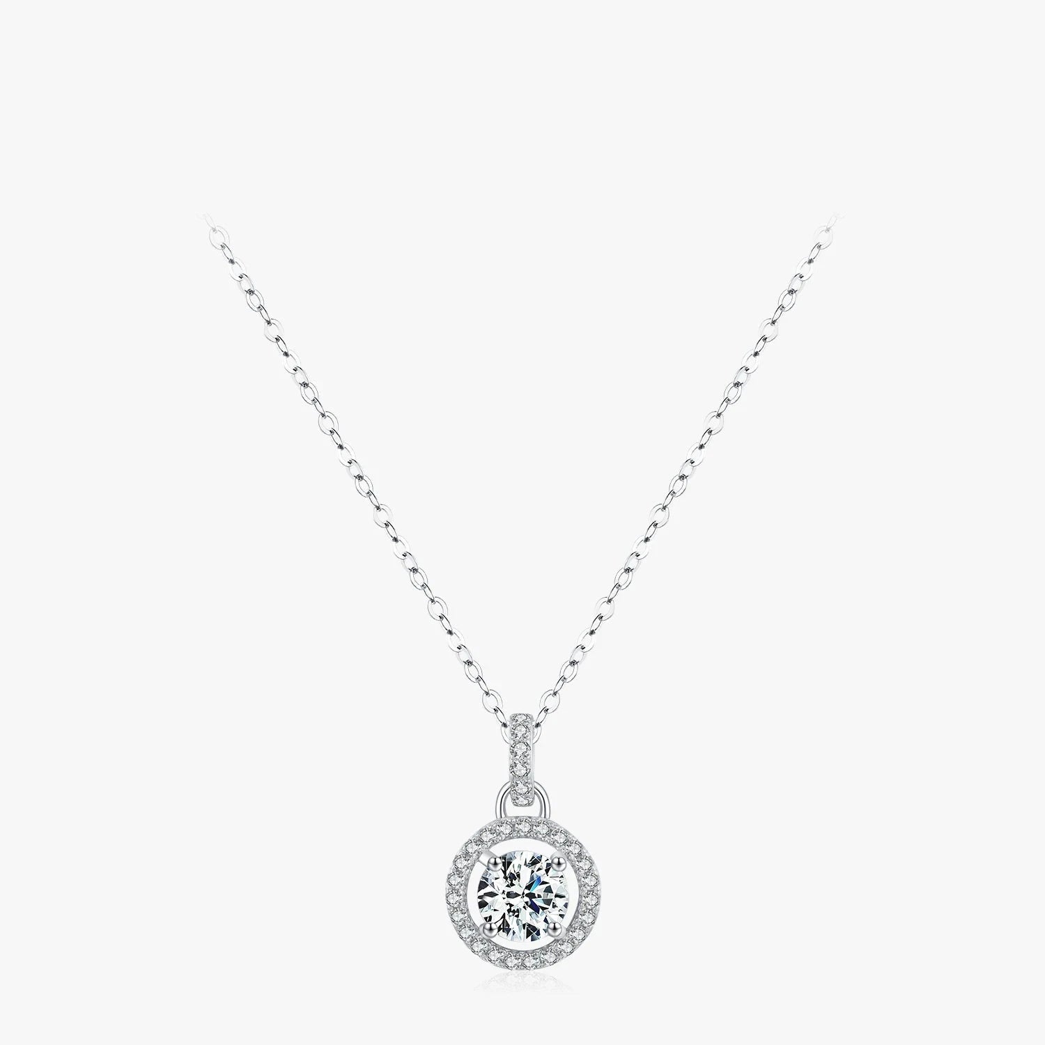 Luxury jewelry moissanite pendant necklace on a fine chain necklace