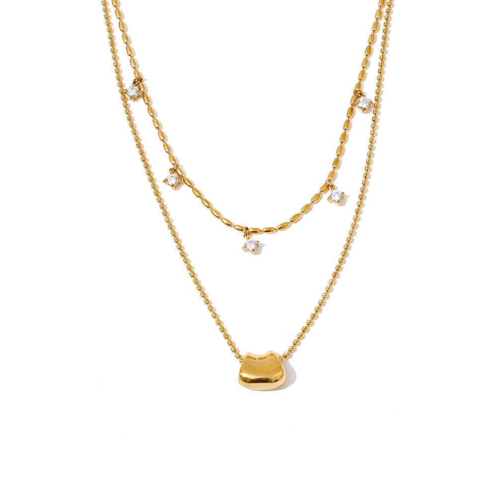Luxury zirconia drop necklace with polished gold plated shine