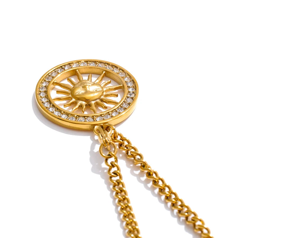 Minimal necklace with gold finish highlighting brilliant zirconia on pendant