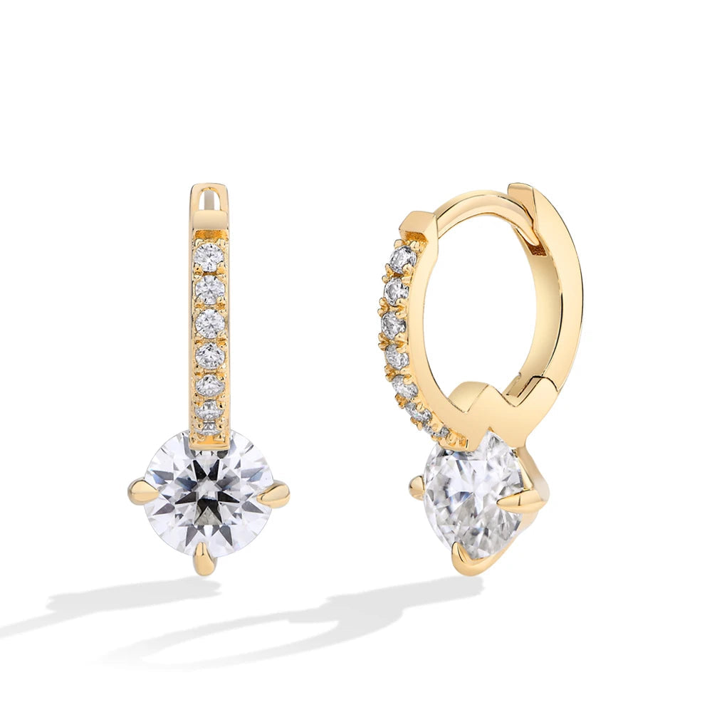 Gold and earrings pairing with moissanite jewelry accents