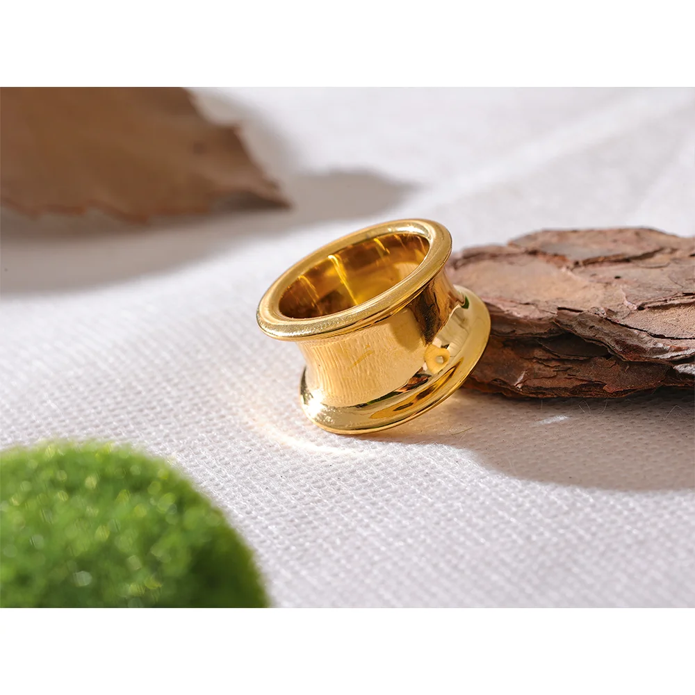 Wide round ring stainless steel jewelry for everyday wear