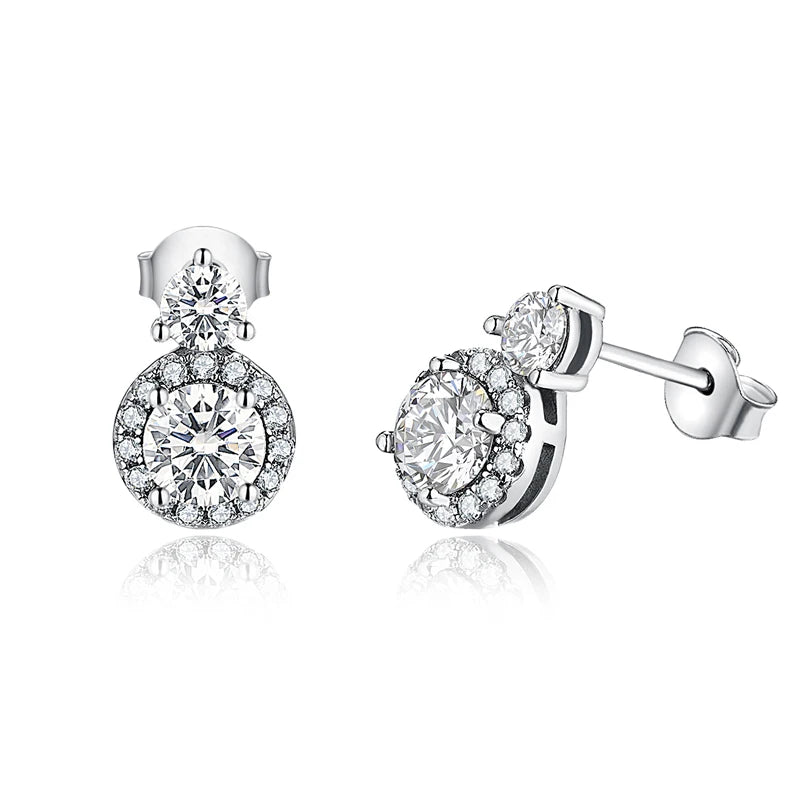 Moissanite jewellery earrings D-Color VVS1 round cut