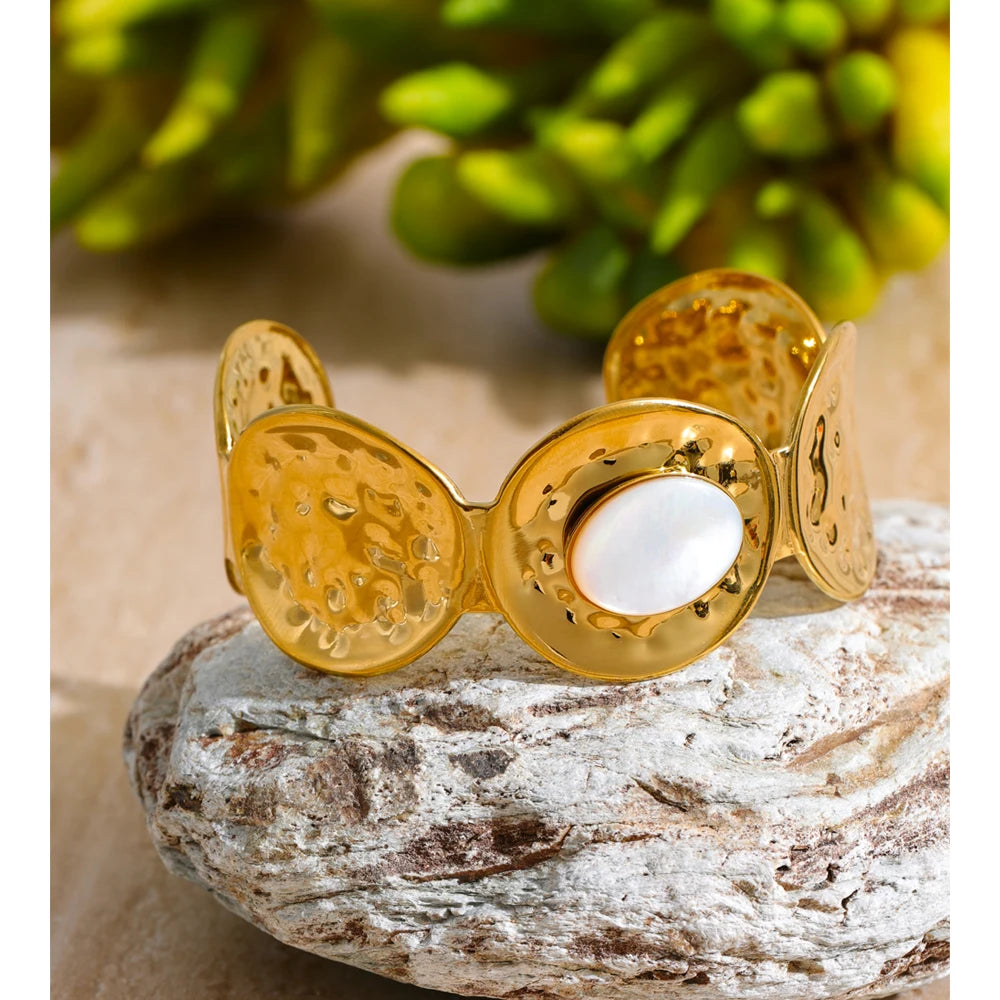 McLarge cuff bracelet for women featuring gold plated finish and bold width