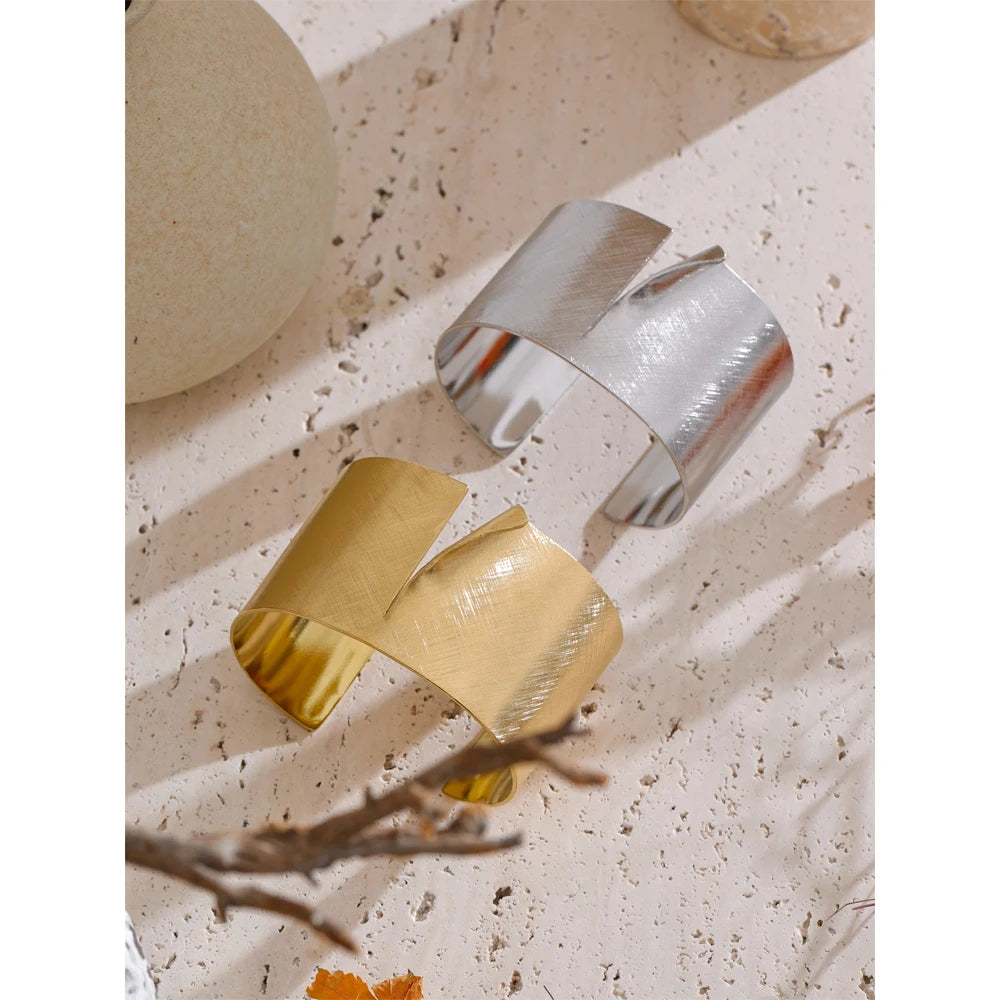 Minimal studio shot of stainless steel jewelry cuff for bracelet bracelets stacks