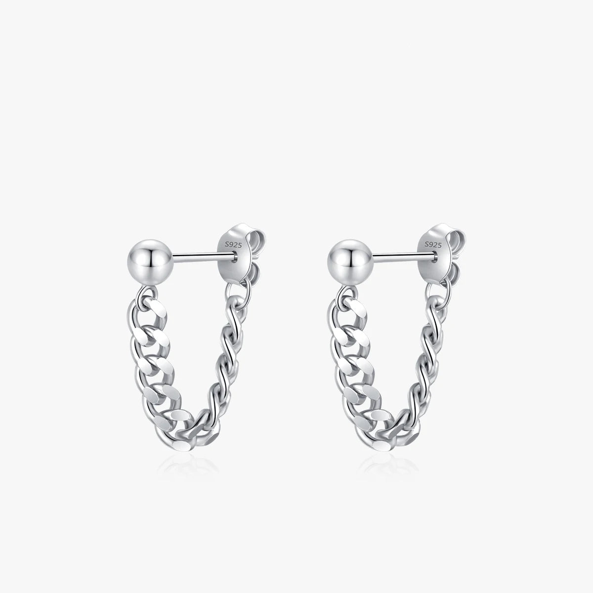 Sterling silver chain-link stud earrings bright shine