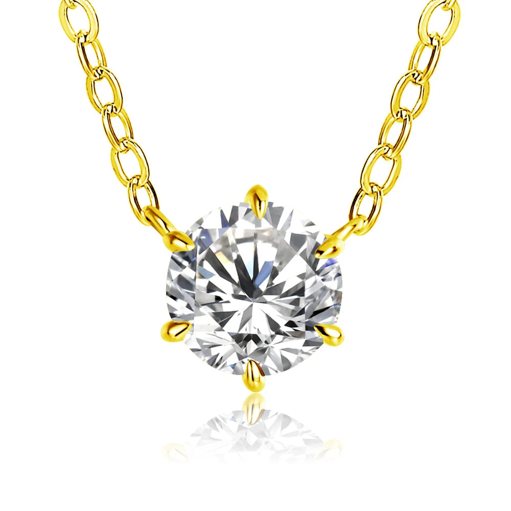 Moissanite jewelry pendant layered with a long necklace for added shine