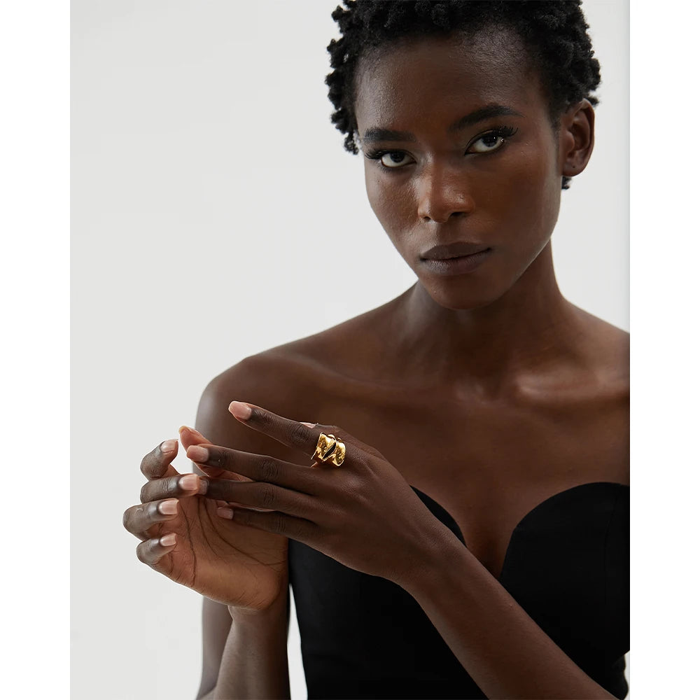 Minimal shot of ring with size beside ring gold ring styling