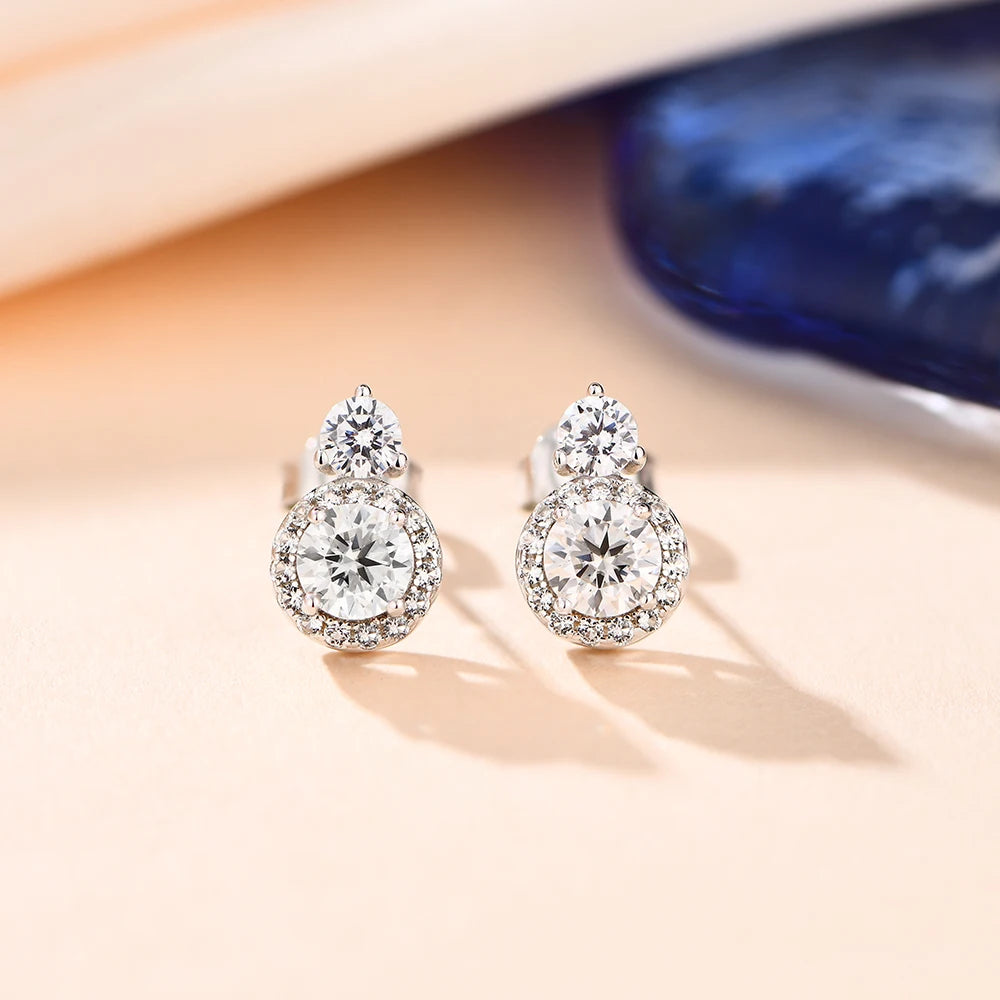 Moissanite diamond stud earrings D-Color VVS1 clarity