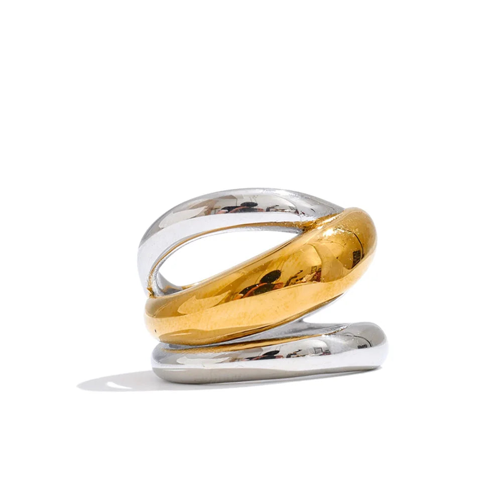 Stainless steel jewelry gold ring for modern outfits
