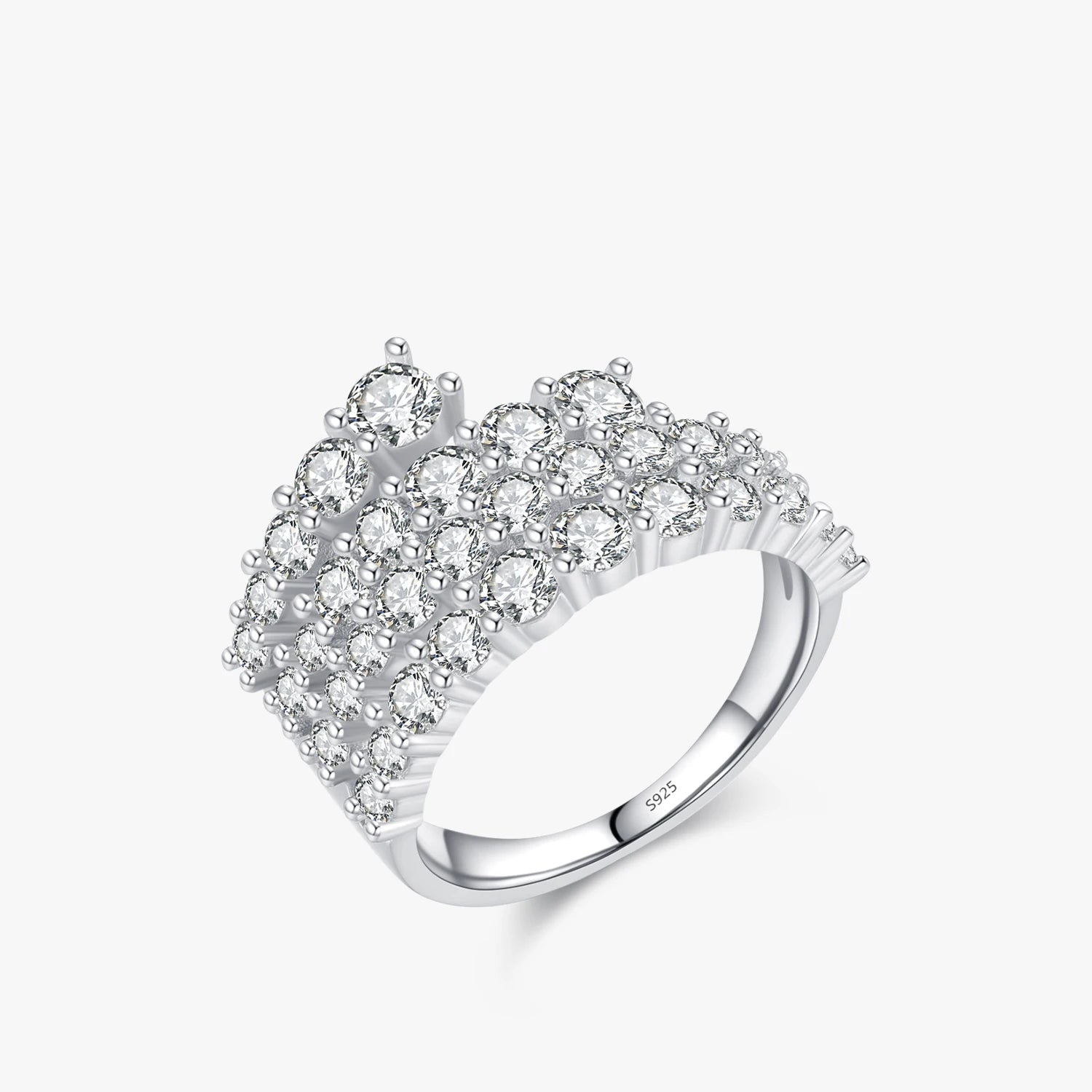 CZ wedding ring crafted in 925 sterling silver with a smooth silver ring finish