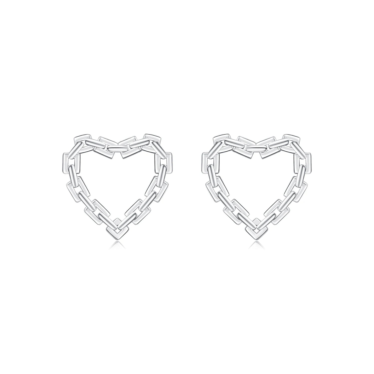 Sterling silver hoop earrings with heart earrings in 925 sterling silver