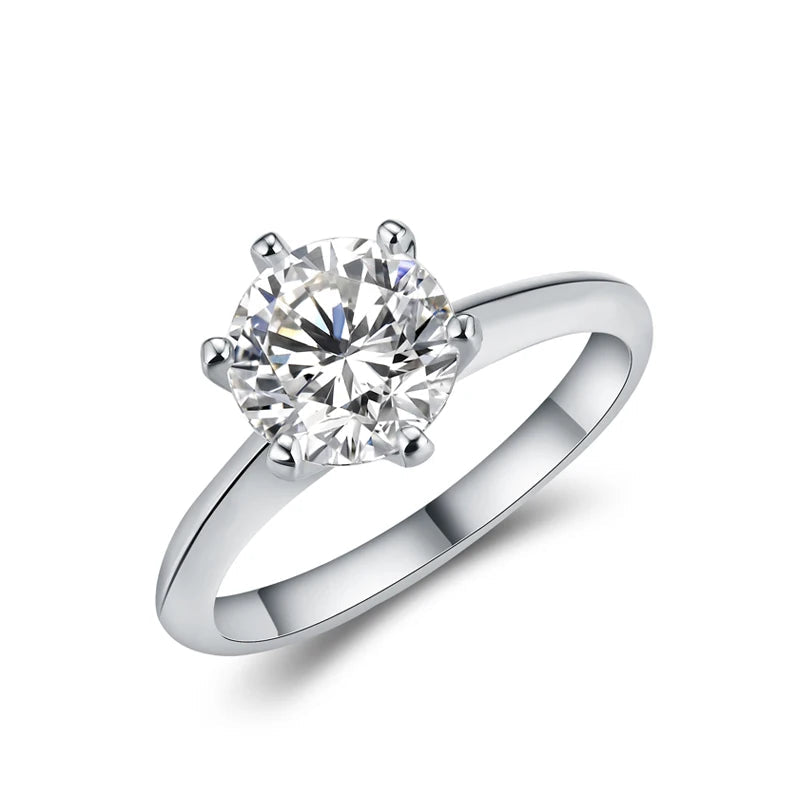 Round brilliant cut moissanite ring with diamond ring elegance