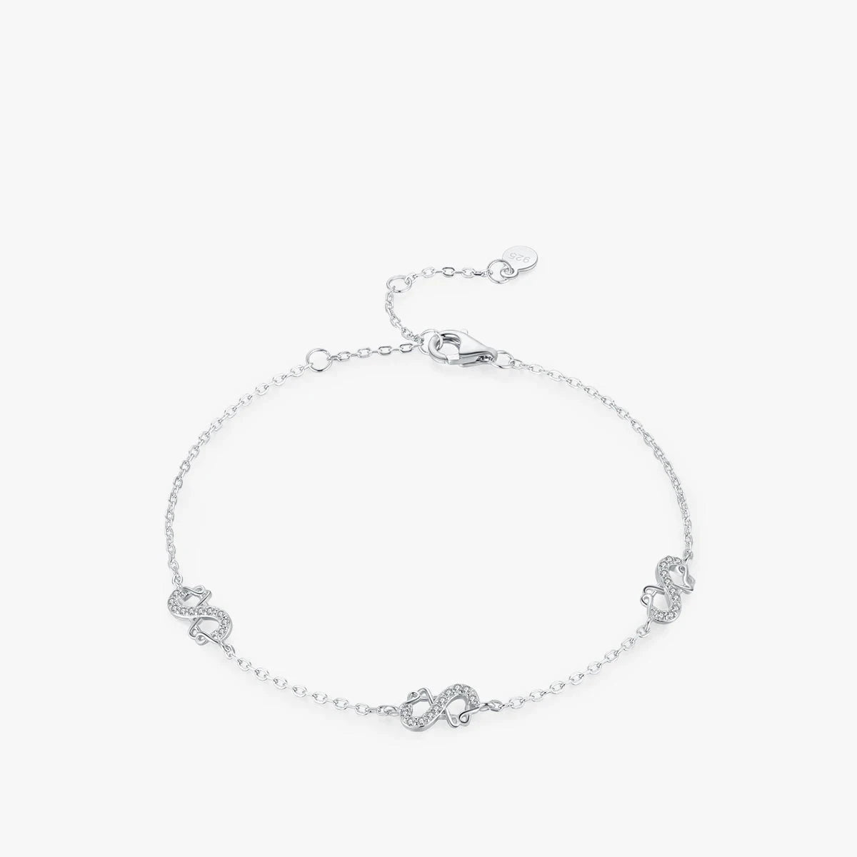 Romantic infinity 925 sterling silver bracelet in silver color