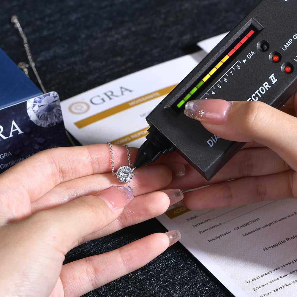 Moissanite necklace showing bright moissanite chain sparkle on a chain necklace