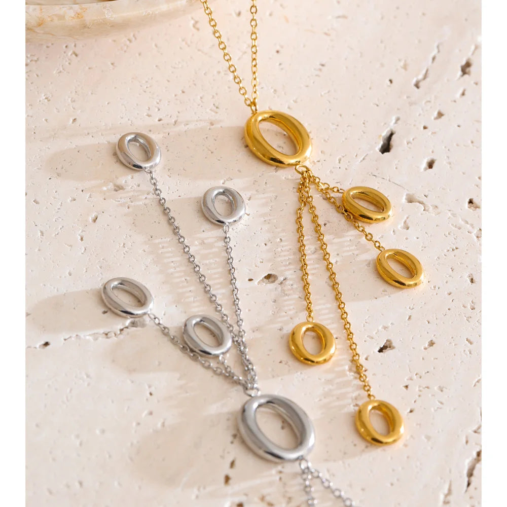 Elegant necklace women with stainless steel long chain design